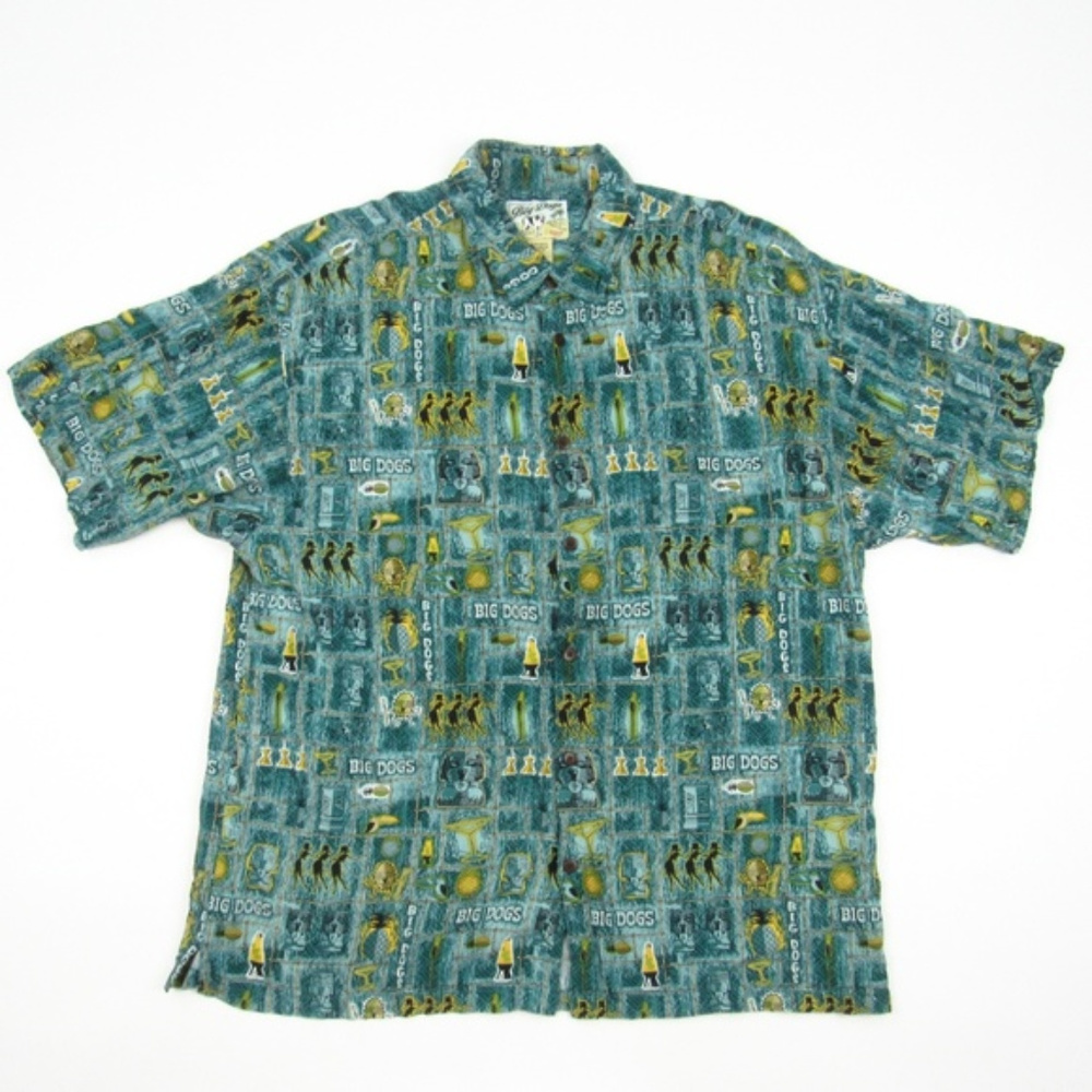 Vintage Hawaiian Shirt Mens Large Big Dogs Dancing